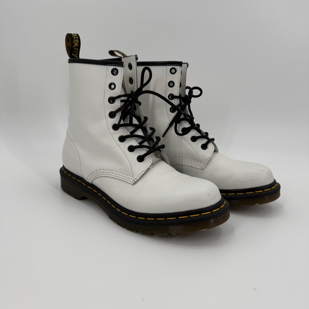 Dr. Martens 1460 White Leather 8-eye Combat Streetwear Boots Women Size 9
